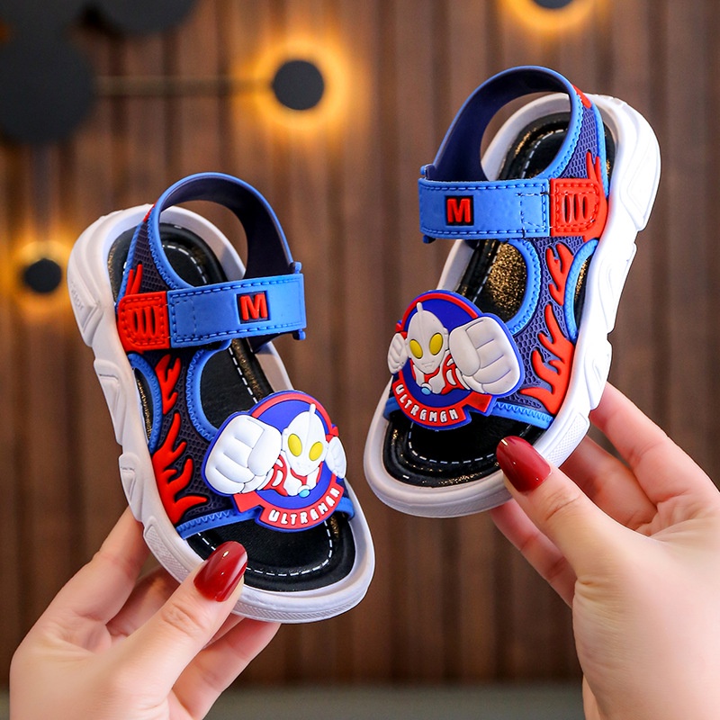 Giày sandal quai dán hình siêu nhân ultraman cho bé trai