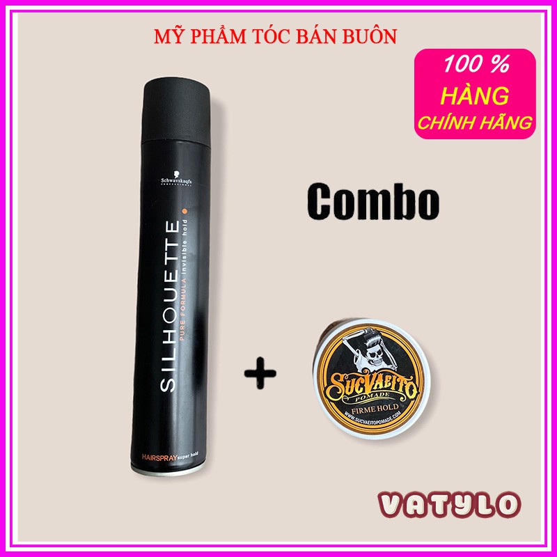 Gôm xịt tóc tạo kiểu nam silhouette 420ML + SÁP VUỐT TÓC NAM  Suavecito Firme Hold CB11