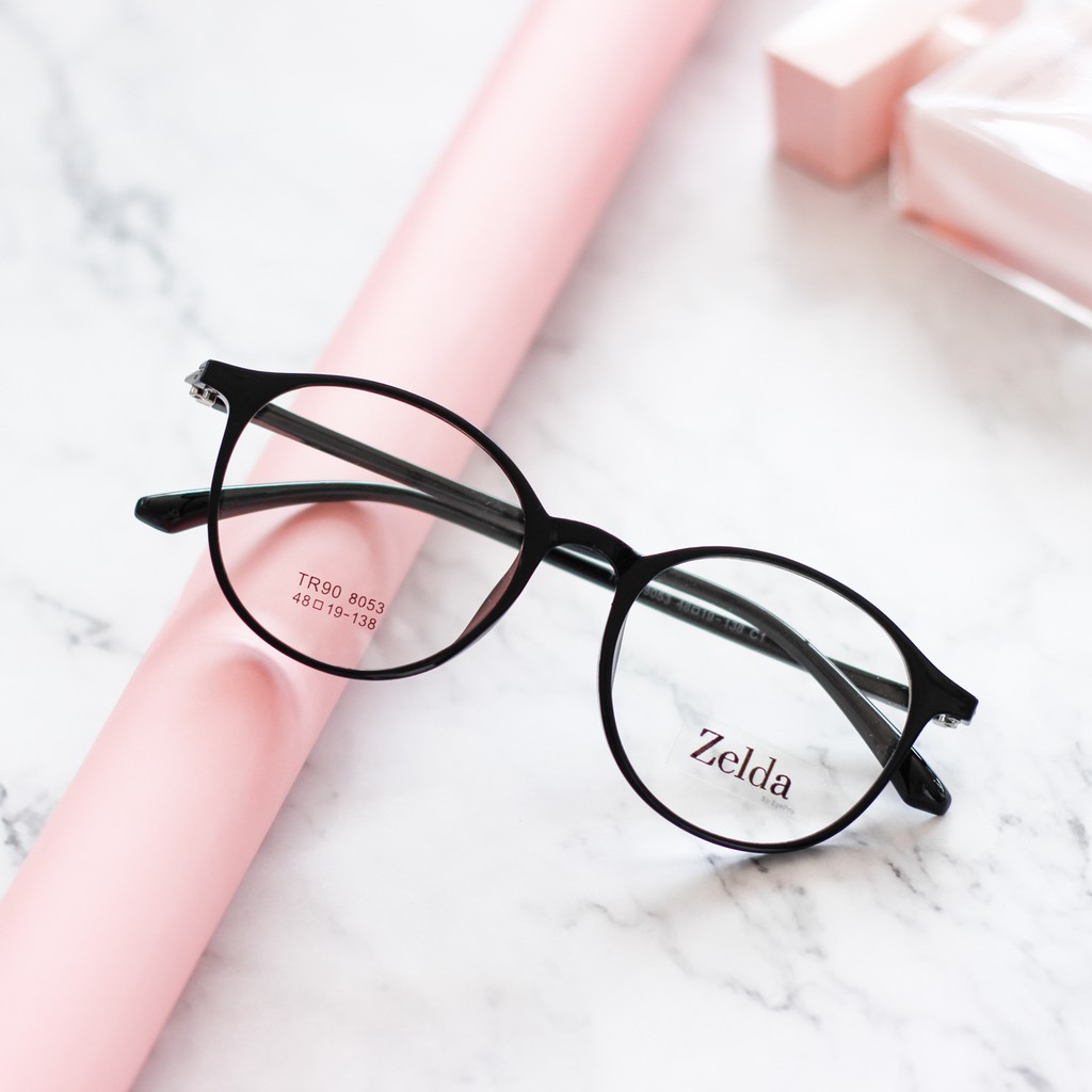 Gọng kính cận nam nữ lắp sẵn cận chất liệu nhựa dẻo mắt kính tròn chống ánh sáng xanh - GZ8053 Eyepro