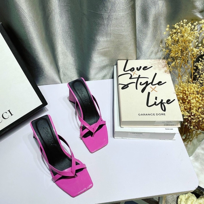 Giày gót tam giác YUMI quai mảnh chữ A cao 9cm xinh xắn thanh lịch hót 2022