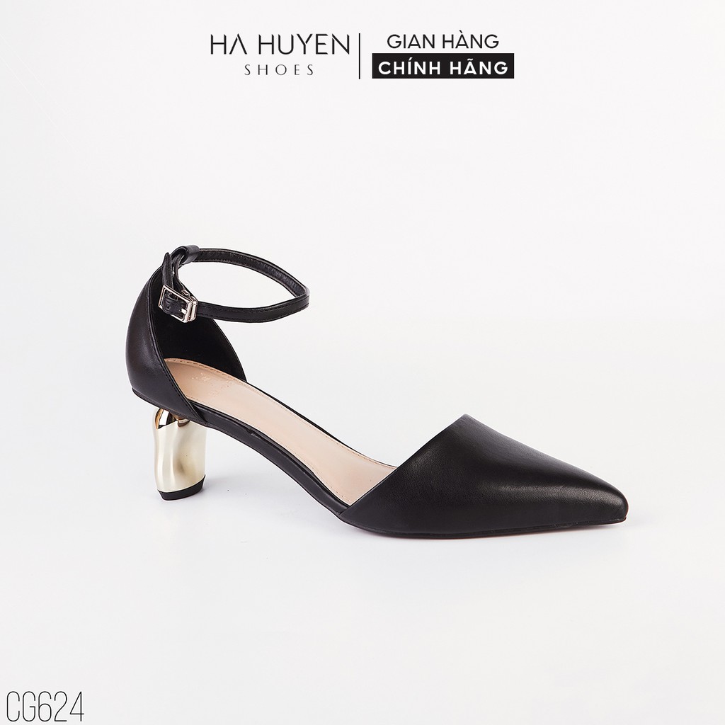 Giày cao gót Hà Huyền Shoes mũi nhọn đế dẹt sóng vàng 5 phân kiểu dáng mới - CG624