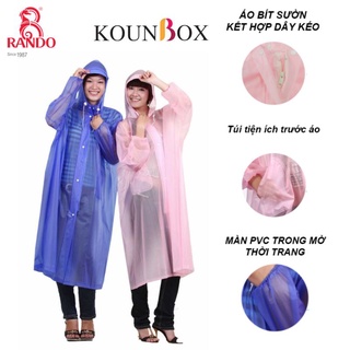 Áo mưa rando poncho dây kéo trong màu appc-09 | có nút bấm | chất liệu trong mờ, màu sắc thời trang