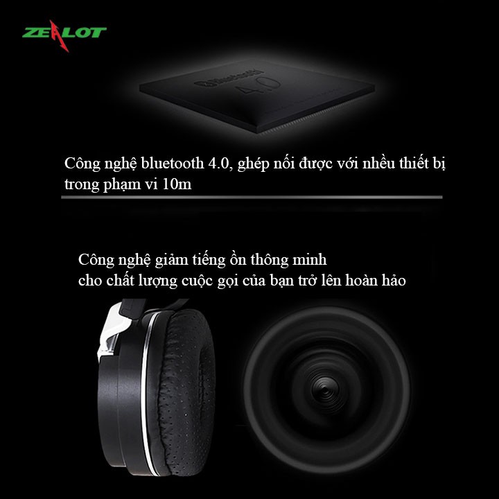 Tai nghe chụp tai bluetooth zealot thể thao Bass Blast B17 | BigBuy360 - bigbuy360.vn