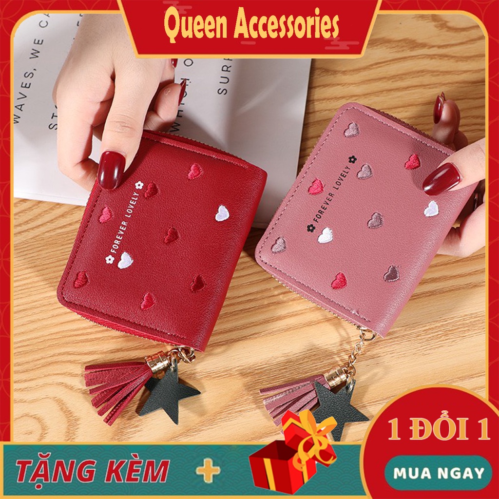 Ví Ngăn Nữ Mưa Tim Thời Trang Nhiều Màu Hot Trend
