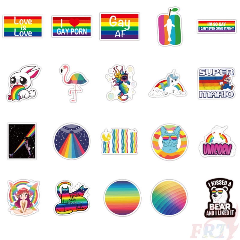 100Pcs/Set ❉ Ins - Rainbow Color Series A Giấy và decal dán tường ❉ DIY Mixed Laptop Skateboard Decals Doodle Stickers
