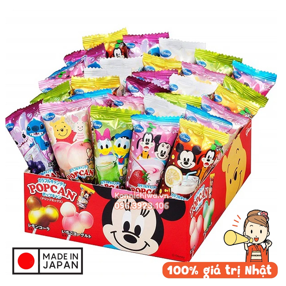 Kẹo mút trái cây Glico PopCan hình chuột Mickey Disney 13gr | Hàng nội địa Nhật