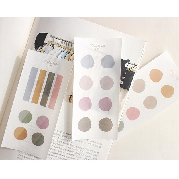 Sticker - Hình Dán Chấm Tròn Vẽ Tay Nhiều Màu Pastel