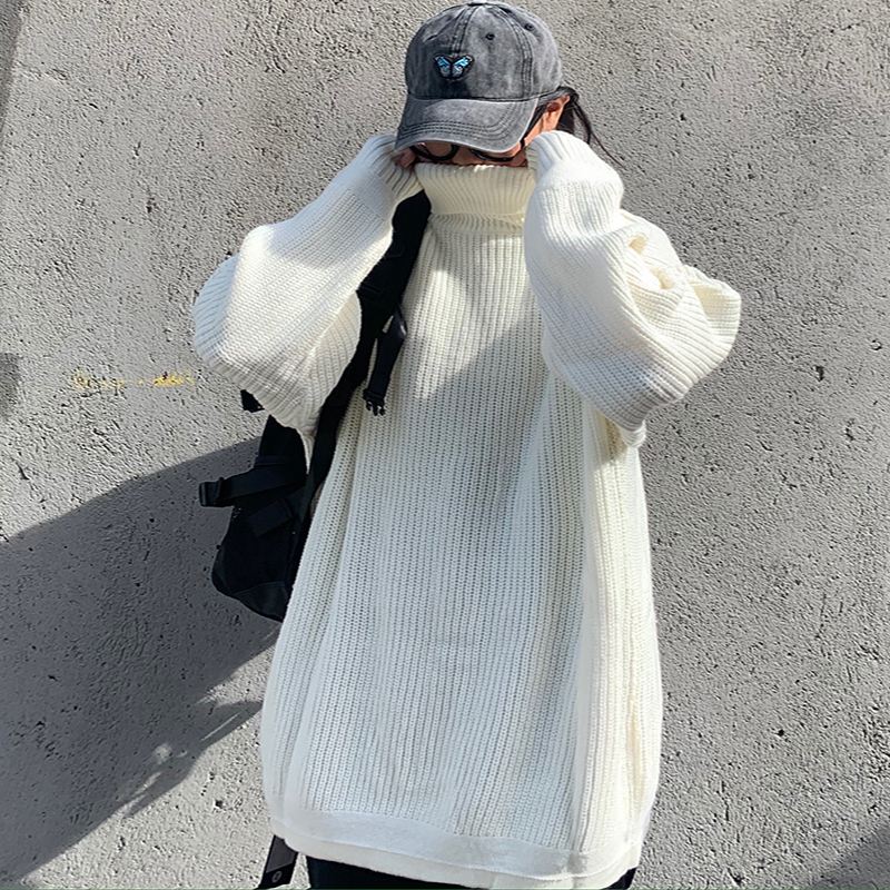 Áo Len Cao Cổ 228892 Áo Sweater Tay Dài Dáng Rộng Màu Sắc Đơn Giản Cho Nam Và Nữ