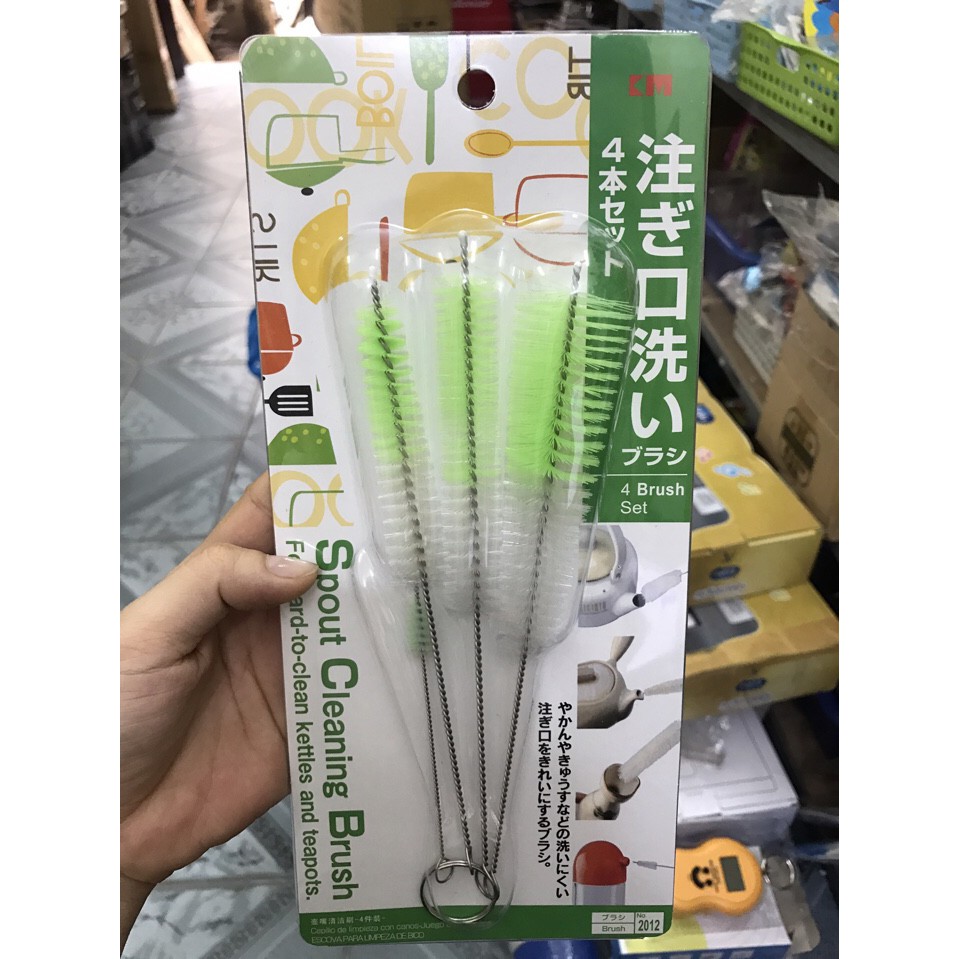 Set 4 chổi cọ núm ti, vòi ấm 4 cỡ KM2012