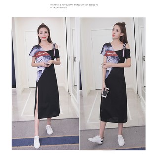 Đầm suông big size quảng châu xẻ tà D977