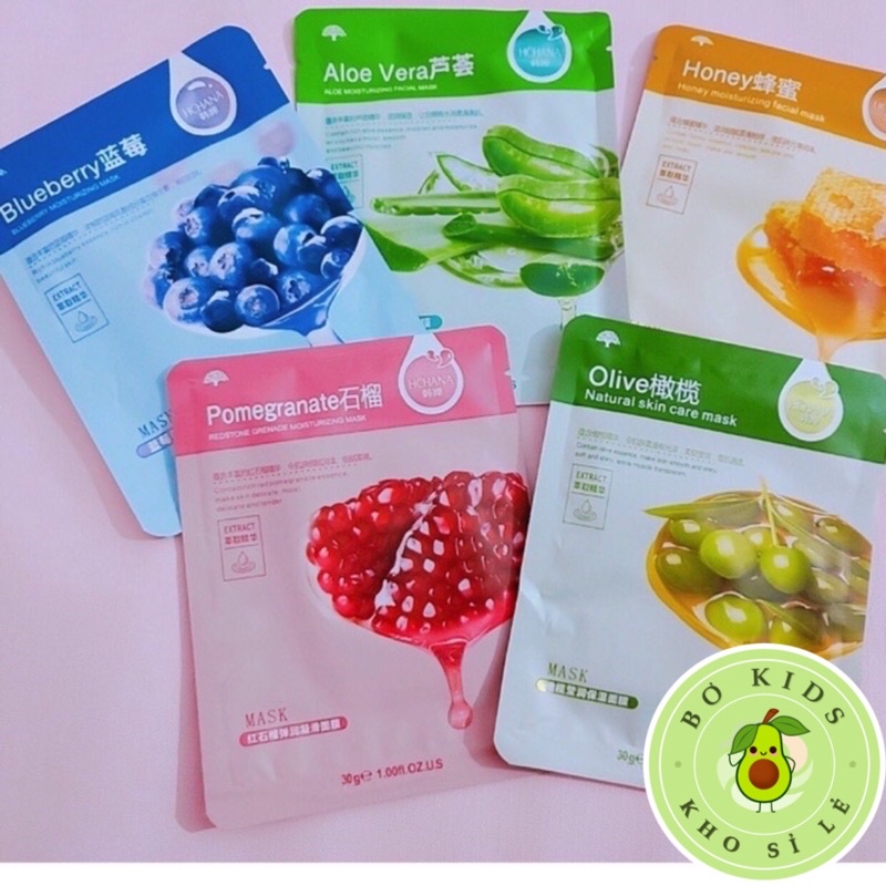 Mặt nạ giấy hoa quả dưỡng trắng da giảm mụn dưỡng ẩm dưỡng da chống lão hóa thải độc