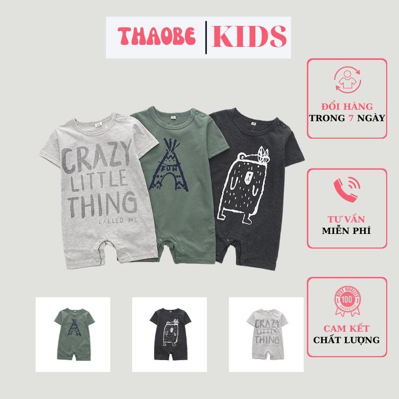 Bộ Body Sơ Sinh Cộc Tay Cho Bé Trai Và Bé Gái Mùa Hè Thoáng Mát Chất Liệu Cotton 100% Cân Nặng Từ 4-15kg THAOBEKIDS