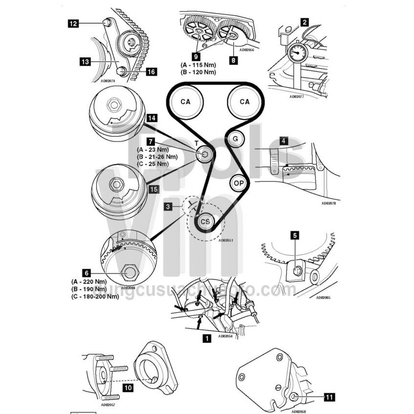 Bộ cân cam ô tô Fiat 1.6, dưỡng đặt cam  [ Hàng Chuẩn ]