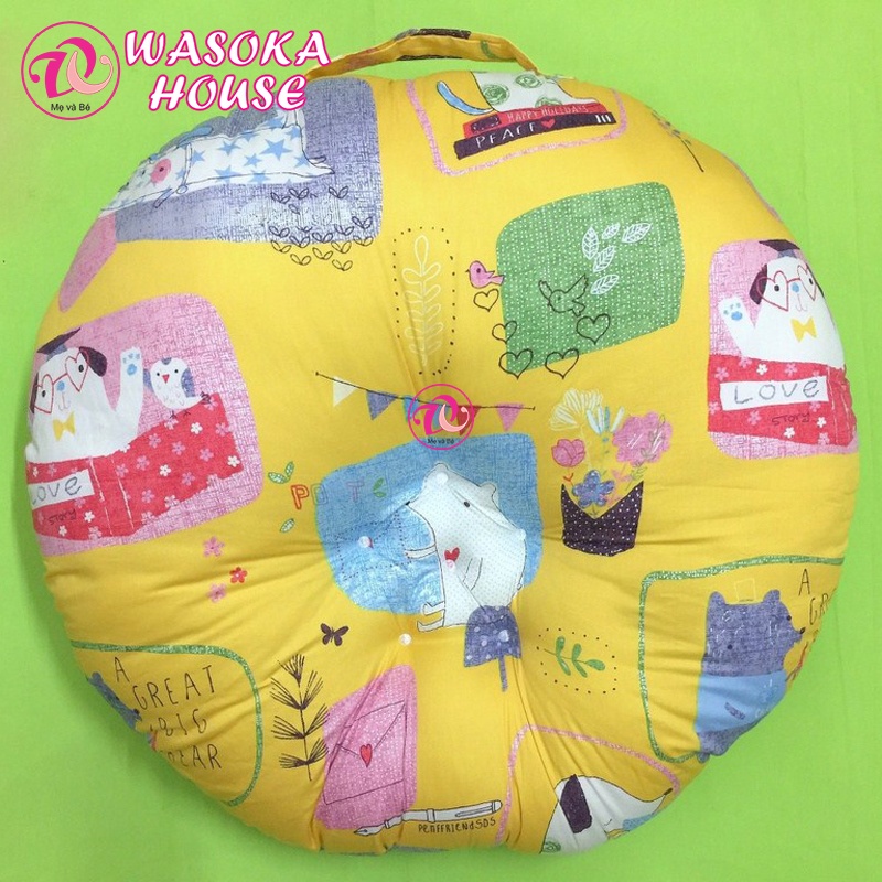 Gối chống trào ngược cho bé sơ sinh cao cấp, vải Cotton Satin Hàn Quốc siêu đẹp, mềm mát, thoáng khí, họa tiết đáng yêu