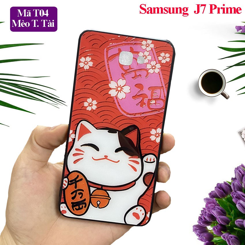 Ốp Samsung J7 Prime - Freeship - Ốp điện thoại ss GalaxyJ7prime mặt kính in hoa văn sang trọng, chống trầy xước,Aha Case