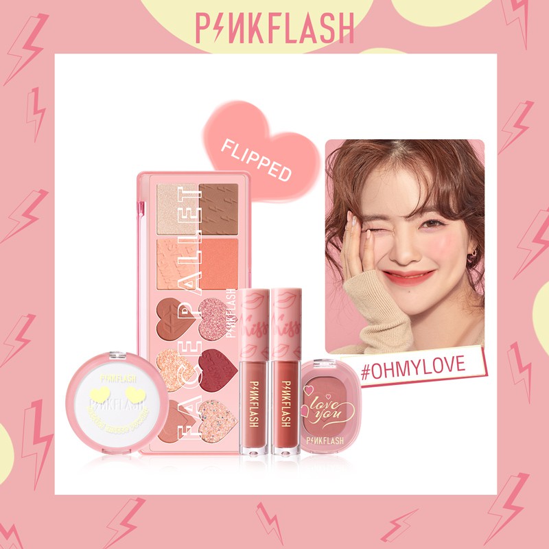 Bộ 5 món bảng phấn mắt phấn nén má hồng son môi lì mịn PINKFLASH có sắc tố cao màu hồng phiên bản tình yêu đặc biệt 200g | BigBuy360 - bigbuy360.vn