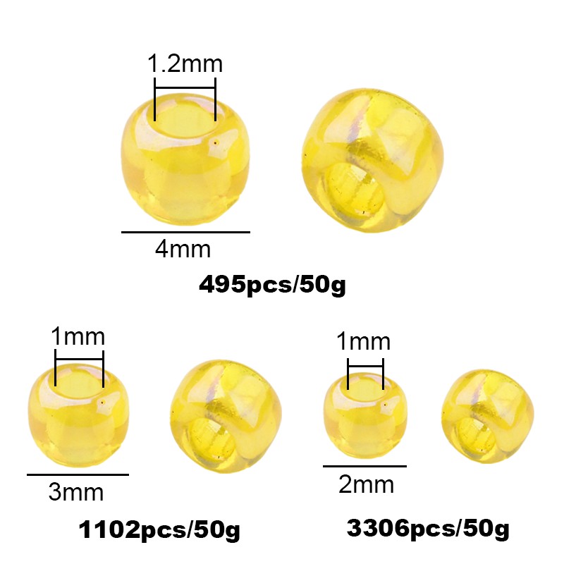 Set 3306 hạt/ 50g túi hạt thủy tinh màu cầu vồng dùng để làm trang sức tiện dụng