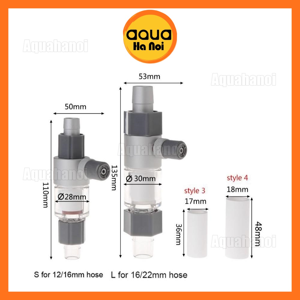 Trộn CO2 Qanvee M1 M2 P12/16mm - kết nối lọc thùng tăng hiệu quả hòa tan CO2