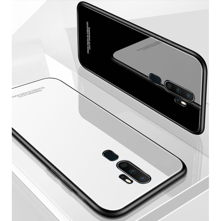 Ốp điện thoại kính cường lực + TPU mềm bảo vệ cho OPPO A9 2020 A5 2020