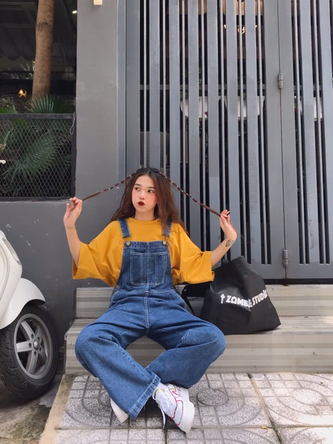 Quần yếm jeans MINION CLOTHING dáng Unisex form rộng Ulzzang Streetwear Hàn Quốc chất bò dày dặn QY3259 | BigBuy360 - bigbuy360.vn