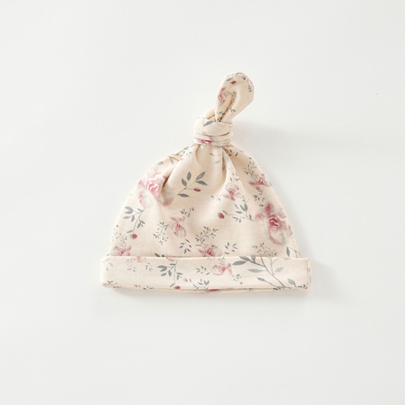 Mũ Trùm Đầu Bằng Cotton Mềm Mại In Họa Tiết Hoa Thắt Nút Dễ Thương Làm Quà Tặng Cho Bé Sơ Sinh