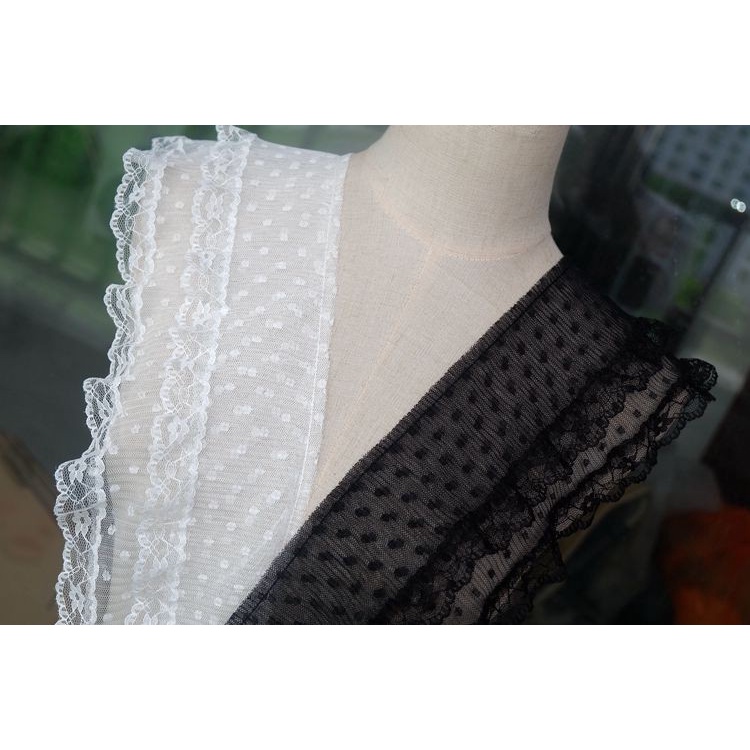 Miếng ren xếp ly trang trí lai áo/tay áo/cổ áo thủ công rộng 12-13 cm