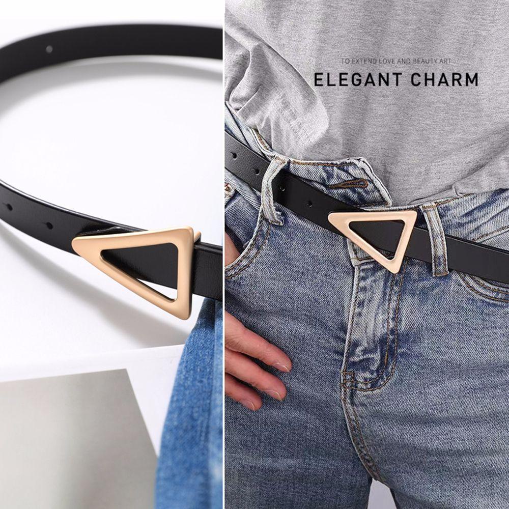 Thắt Lưng Da PU Khóa Kim Loại Hình Tam Giác Phong Cách Hàn Quốc Thời Trang Unisex