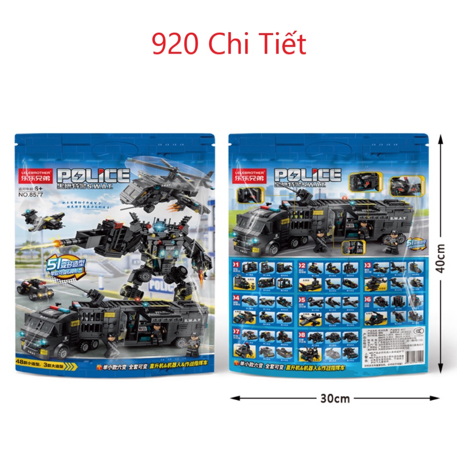 BỘ ĐỒ CHƠI XẾP HÌNH LEGO CẢNH SÁT,Lắp Ghép OTO, ROBOT, Lắp Ráp Lego Xe Swat, Trực Thăng, Máy Bay