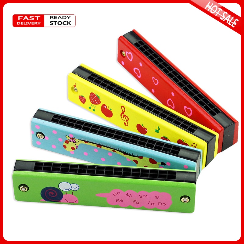 Kèn Harmonica Gỗ 16 Lỗ Họa Tiết Hoạt Hình Dễ Thương Cho Bé
