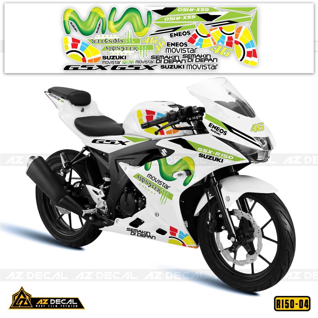 Tem Rời Xe GSX R150 Nhiều Lựa Chọn Màu - Phong Cách Movistar | GSX R150-04 | Decal PVC Chống Nước, C