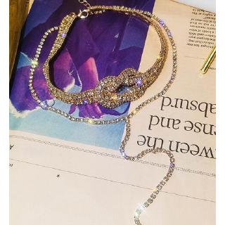 Vòng choker đá thắt nút cách điệu tua dài phong cách Hàn Quốc