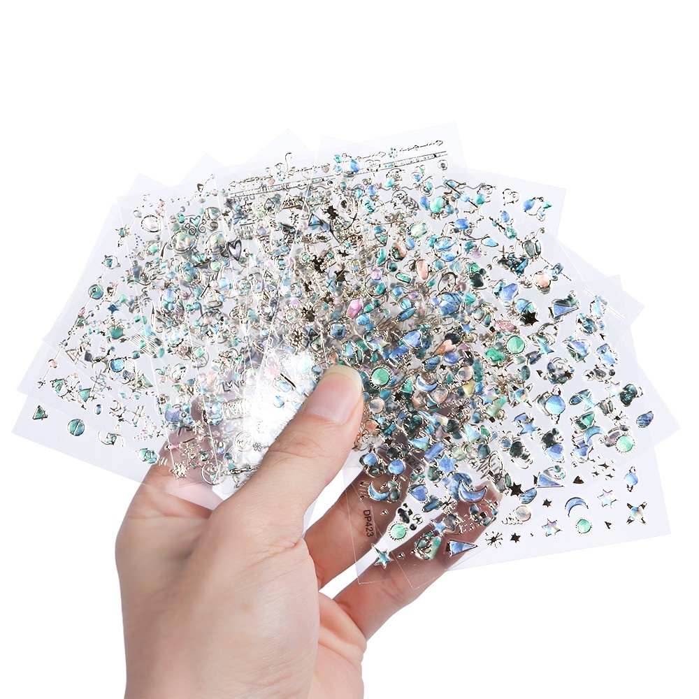 Sticker Kim Loại Dán Trang Trí Móng Tay Phong Cách Nhật Hàn