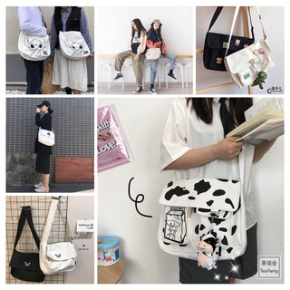 [BÁN SỈ, TẶNG QUÀ XINH] Túi tote đeo chéo vải canvas phong cách Hàn Quốc siêu cá tính đựng vừa sách vở