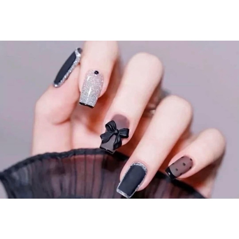 Charm nơ bột , mẫu nơ mix nhiều màu , design gắn lên móng