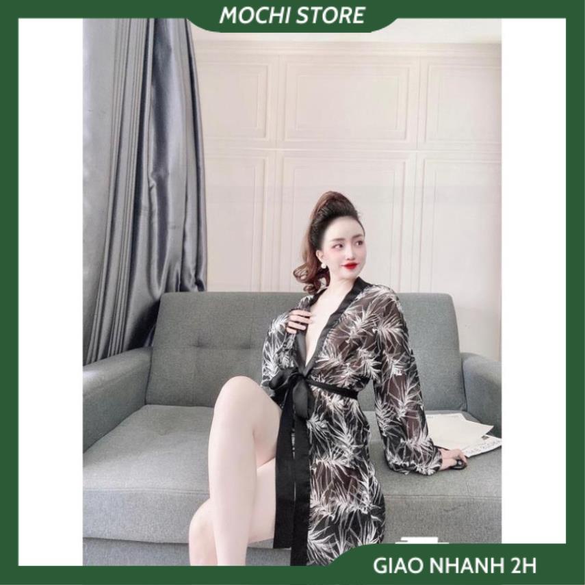 Áo Choàng Ngủ Kimono Voan Hoa , Áo Ngủ Xuyên Thấu Kèm Quần Chất Liệu Cao cấp Phong Cách Nhật Bản Mới Gợi Cảm Cho N | BigBuy360 - bigbuy360.vn
