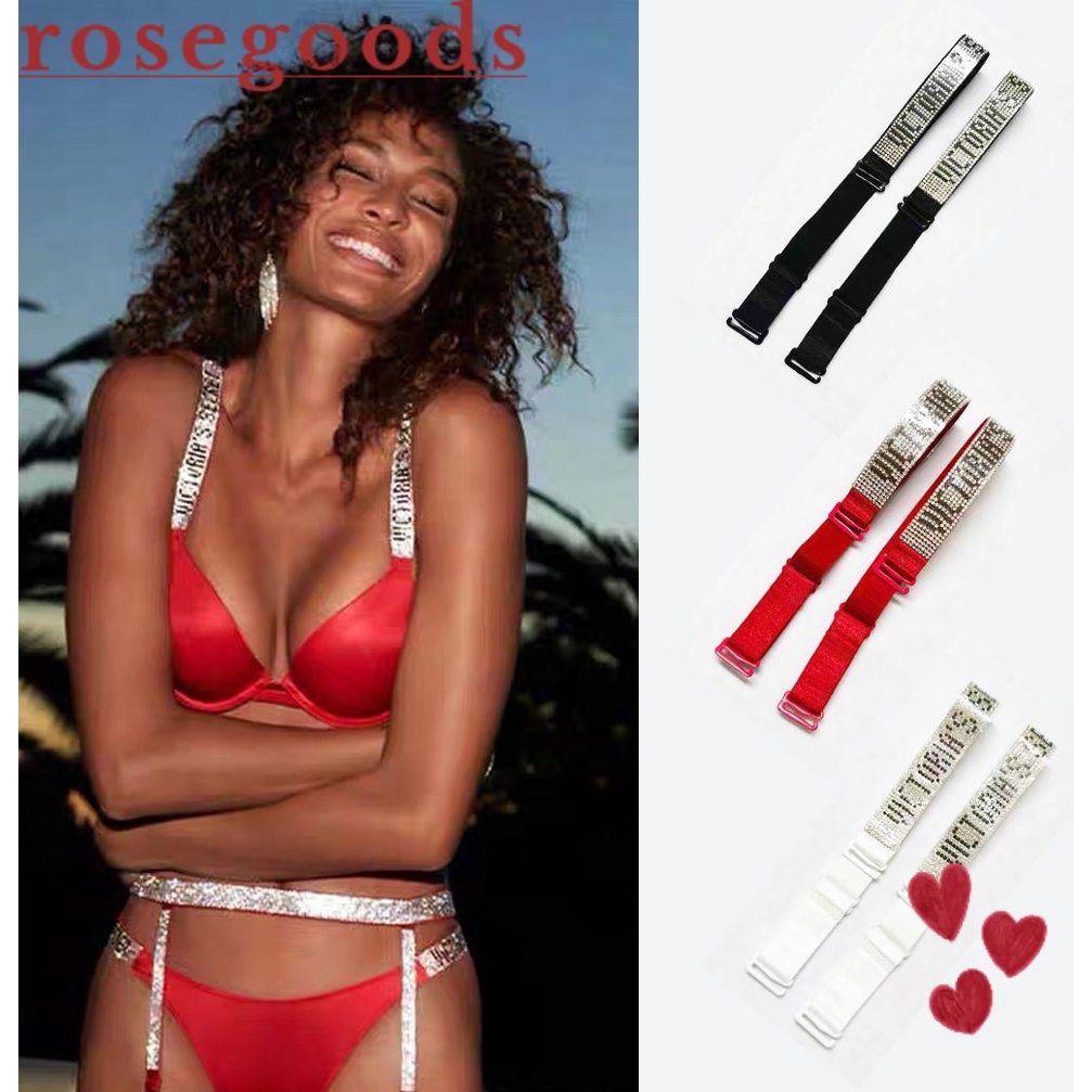 Dây Áo Ngực Co Giãn Đính Đá Chữ Cái Thời Trang