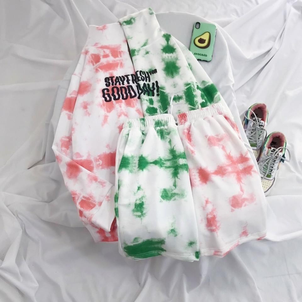 ❤️ GIÁ SỈ ❤️ BỘ NỈ THUN LOANG RẰN RI XANH - HỒNG - SET ĐỒ ÁO MIX QUẦN ĐÙI RẰN RI HOT SL