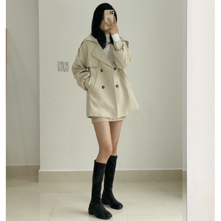 Khoác Blazer dáng ngắn Dạ Ép( k xù lông) Hàng Quảng Châu Cao