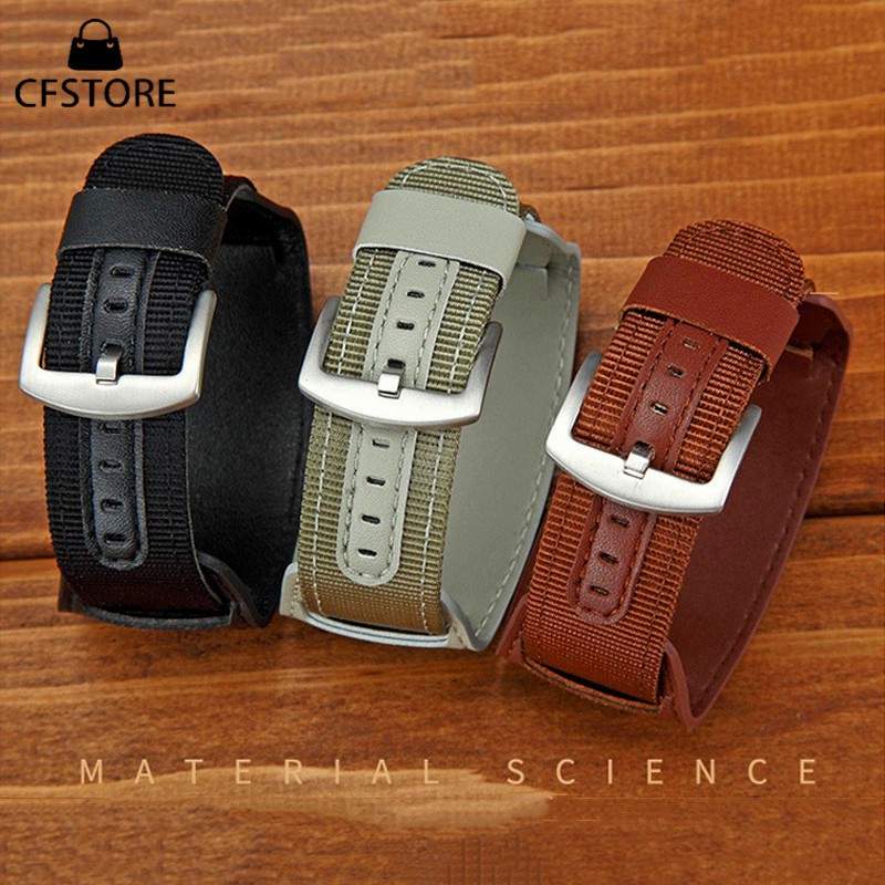 Dây đeo đồng hồ thay thết chất liệu nylon phối da kích cỡ18mm 20mm 22mm 24mm