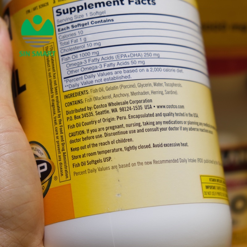 [Date xa] Omega 3 Fish Oil 1000mg Kirkland Của Mỹ hộp 400 viên