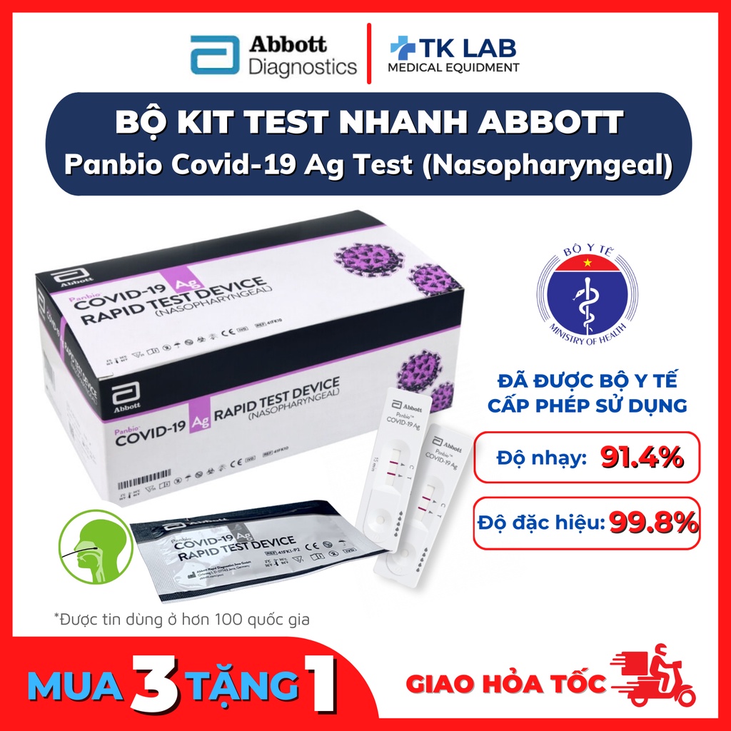 Test nhanh Covid Abbott Panbio Covid-19 Ag Rapid Test Device (Nasopharyngeal), test nhanh chính hãng