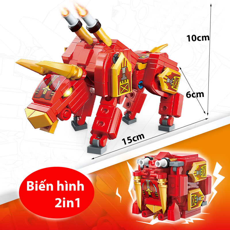 Đồ chơi lắp ghép kiểu Lego Mô hình Biệt đội khủng long chất liệu nhựa ABS