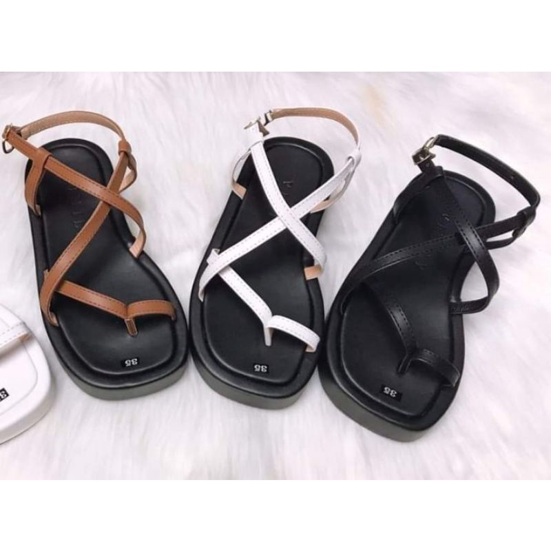 Sandal dây xỏ ngón đế bằng đế bánh mì 3 cm siêu