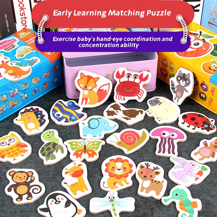 Đồ Chơi Xếp Hình Động Vật Hoạt Hình Dễ Thương Bằng Gỗ Cho Trẻ Em