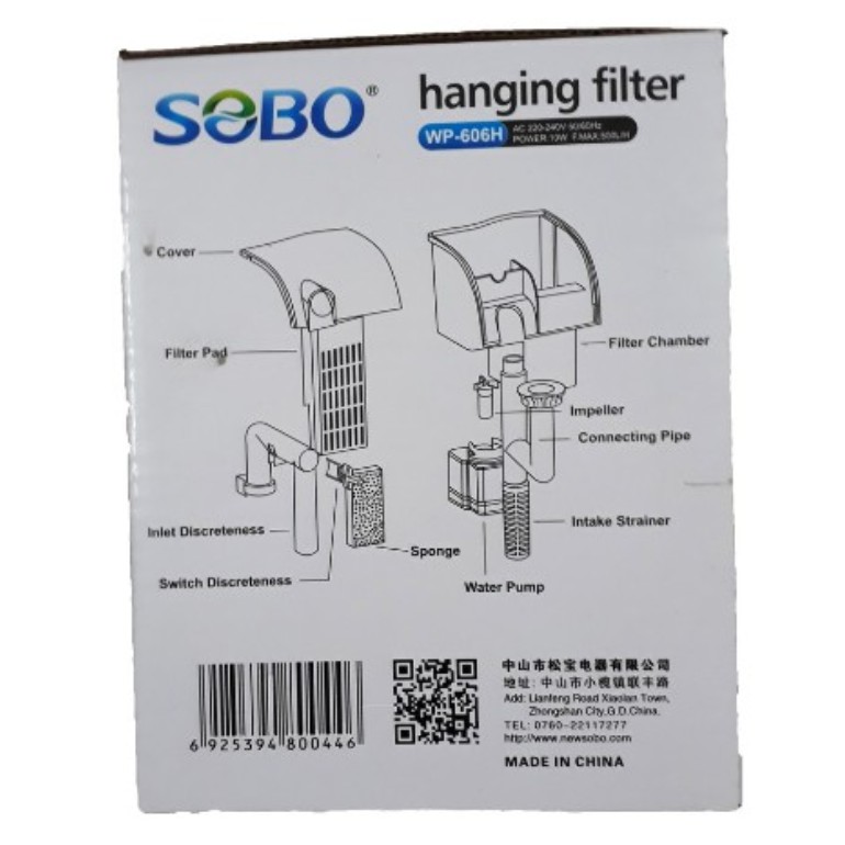 Lọc Thác SOBO ☘ WP-303H | WP-606H ☘ Lọc thác Mini Có Hút Mặt Cho Bể Cá Nhỏ, Bể Thuỷ Sinh Để Bàn