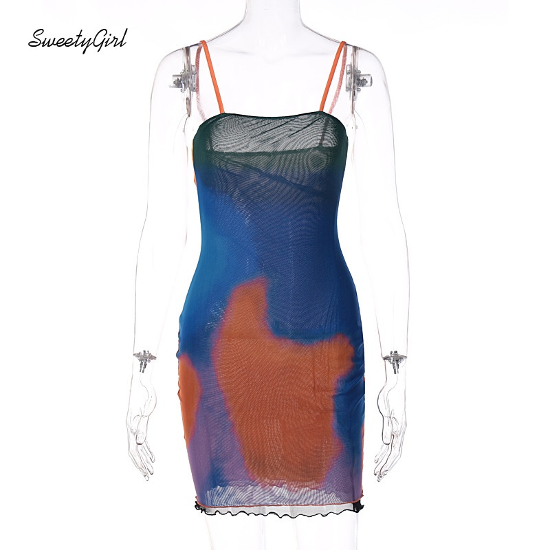 Đầm Mini Không Tay Hở Vai Ôm Eo In Họa Tiết Nhiều Màu Sắc Thời Trang 2022 Cho Nữ