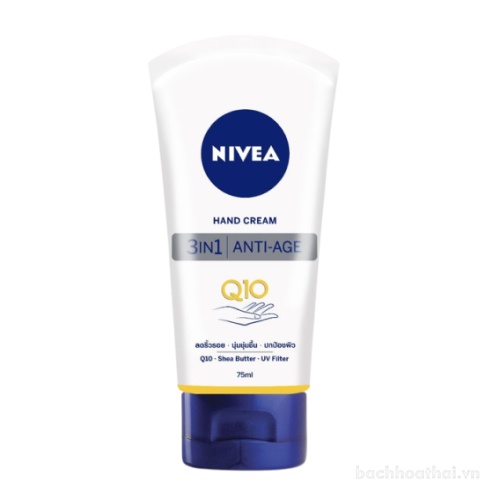 Dưỡng mềm da tay chốnǥ nứt nẻ chốnǥ nắng Nivea Hand Cream 3 in 1 Anti-age Q10 Thailand