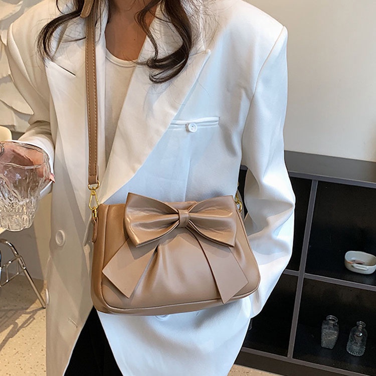 Ielgy Túi đeo dưới cánh tay Vuông Nhỏ Đính Nơ Phổ Biến Cho Nữ