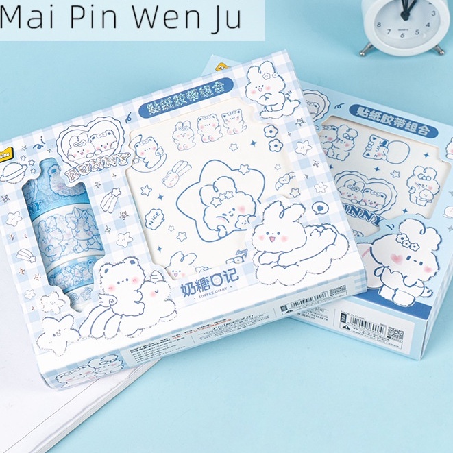 Hộp Sticker Hoạt Hình Thỏ Bunny Trắng Siêu Dễ Thương