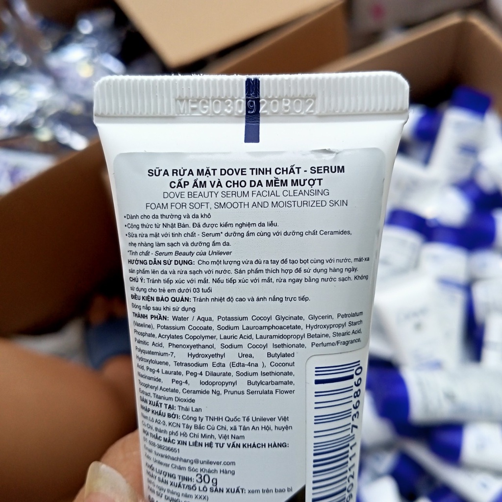 Set 2 tuýp Sữa rửa mặt Dove Beauty serum Tái Tạo, Phục Hồi Da, dưỡng ẩm nội địa Nhật 30g